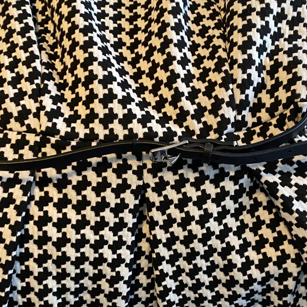 NWOT Calvin Klein Black and White Houndstooth Midi Dress - Picture 3 of 4